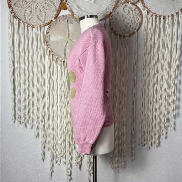 Vintage Handmade Golf Scene Crewneck Drop Sleeve Sweater in Mauve XS/S - Picture 3 of 10